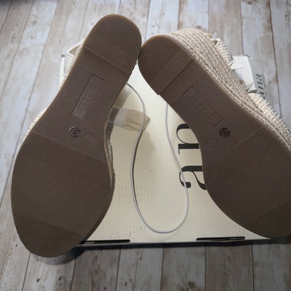 a.n.a Womens Wasper Wedge Cream Slingback Strap Closed Toe Lace Up Sandals Sz 7M - Picture 6 of 8